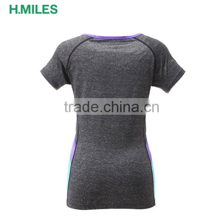 Gym sport women short sleeve running melange t shirt/t-shirt