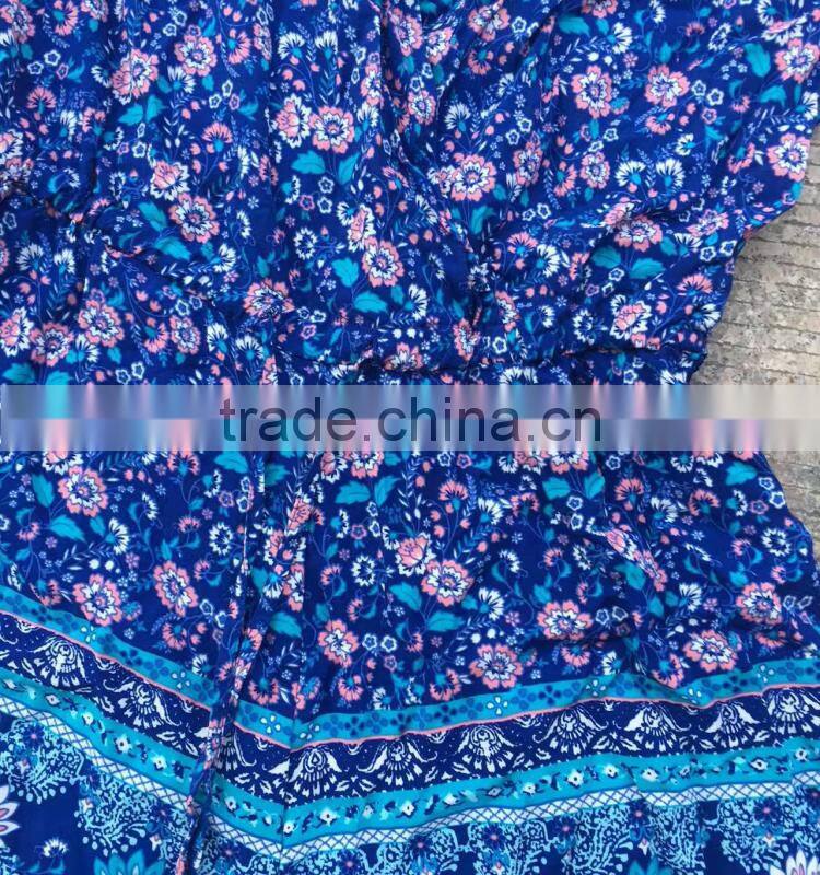 women excess stock lots full print 100%rayon cheap jumpsuit