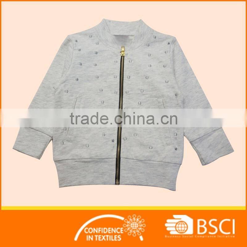 Silver Dots Stitching Children Clothes Wholesale Girls Kids Winter Jacket