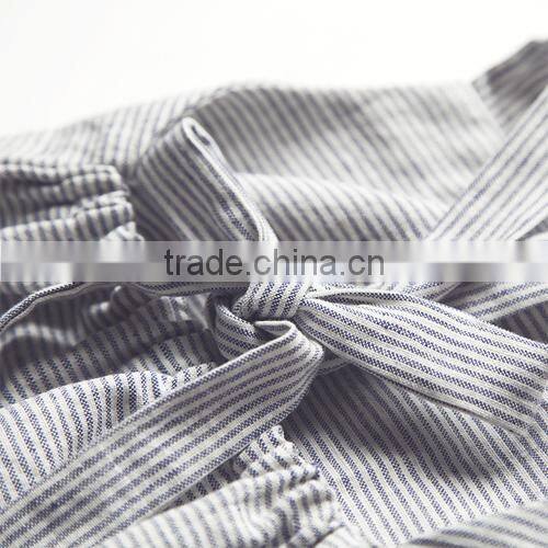 2017 High quality stripe wholesale baby clothes dress cheap gray kids summer dress for new model girl linen dress