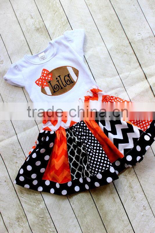 Girls football outfit football fall skirt set orange and black outfit
