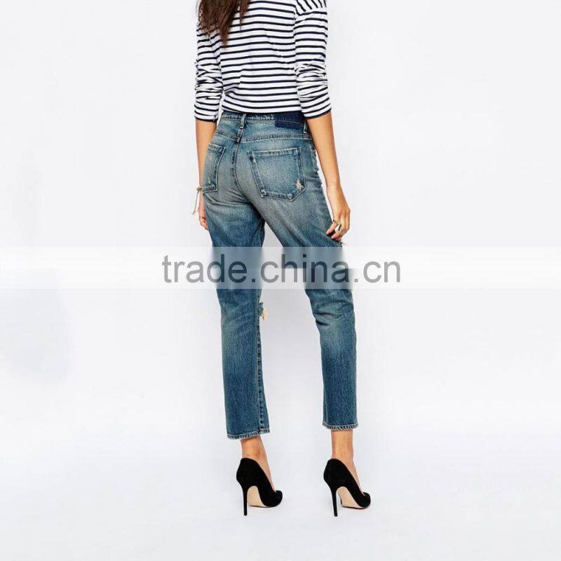 new fashion high waist ripped women bulk wholesale jeans
