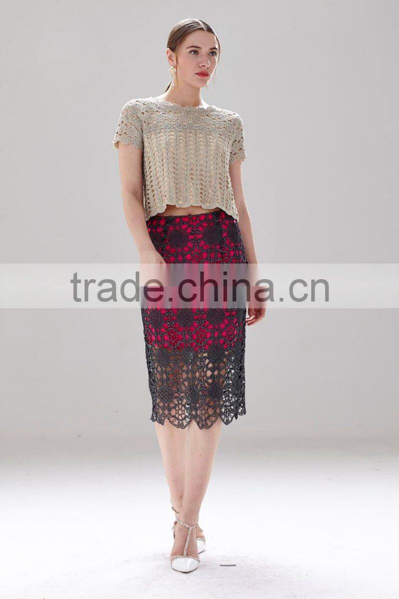 new fashion lady's chinese knot pattern casual lace short skirt
