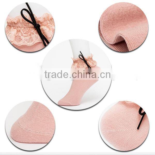 2015 The princess style Ms bowknot lace ankle socks