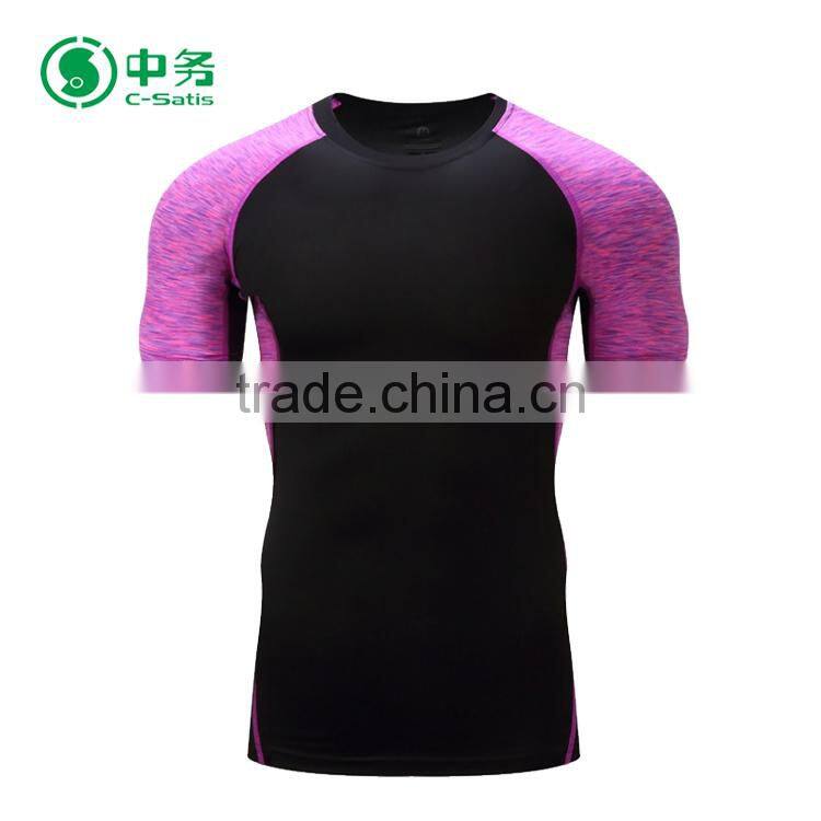 Fashion Design 100% Polyester Quick Dry Gym Wear Men Short Sleeve Fitness T Shirt