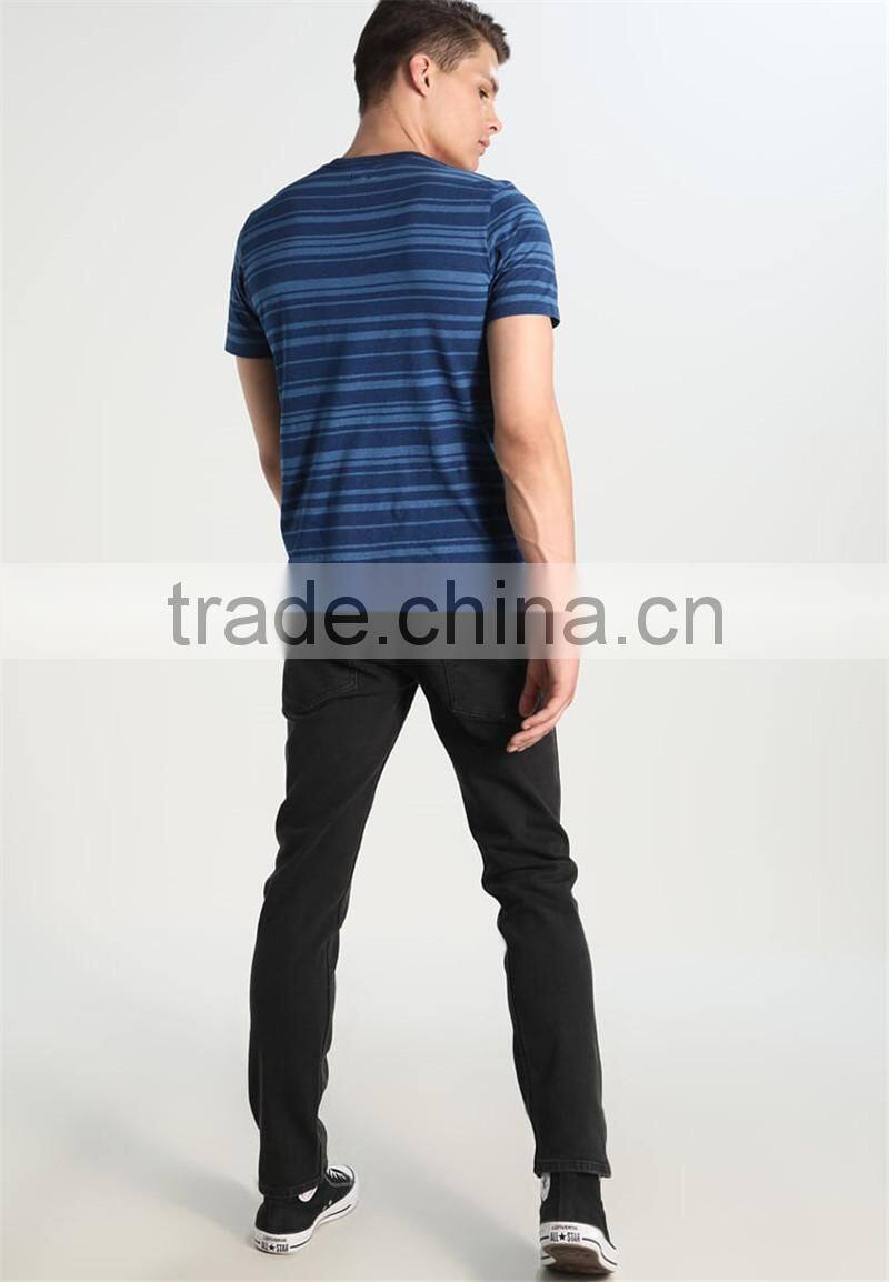 MGOO Slim Fit Horizontal Stripe T-shirts For Men Custom Short Sleeve T Shirt With Pocket