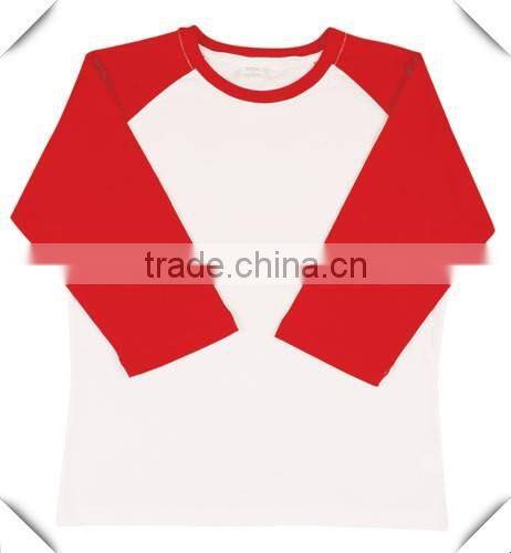 100% Cotton Plain Ladies Baseball Tee 3/4 Raglan Sleeve Baseball T Shirt Contrast 2 Tone Unisex Baseball T-Shirt Wholesale