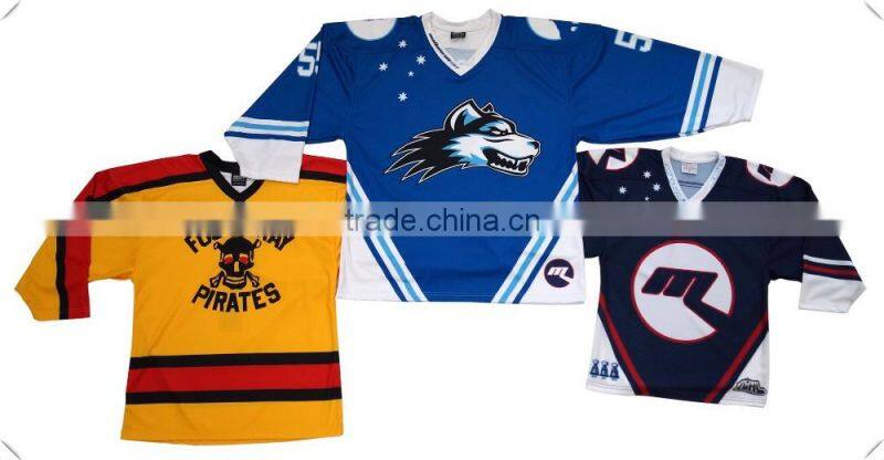 China made full body sublimation printed Ice Hockey jerseys and hockey uniforms wholesale for sports and teams ,clubs