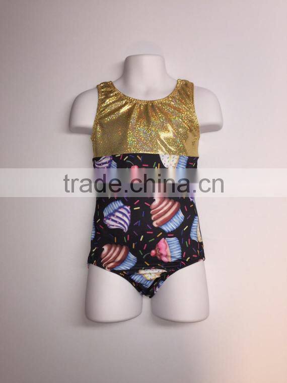 New arrival cupcake pattern girls gymnastics leotards