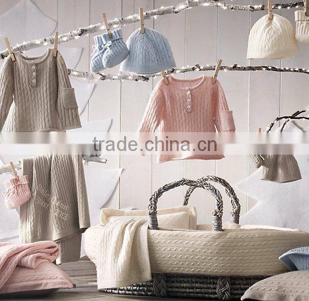 High quality cable knit cashmere baby set
