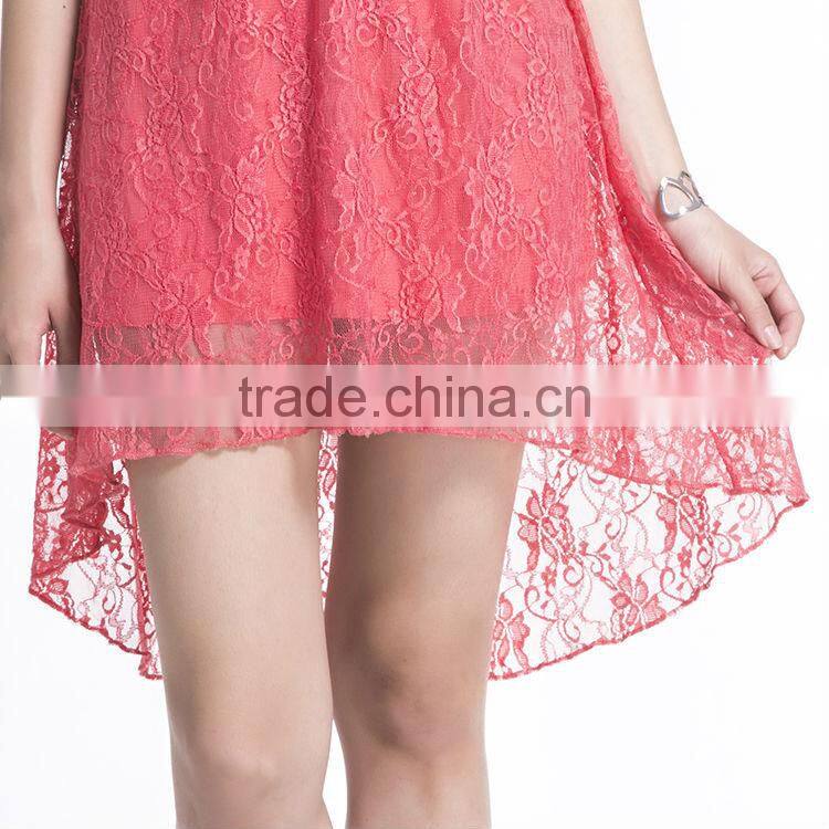 2017 summer irregular lace dress, O neck lace dress