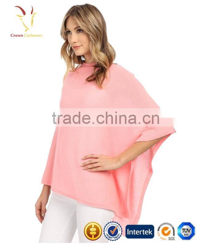 Pink Lovely Lady Cashmere Knitted Poncho Shawls