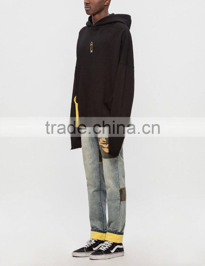 2017 wholesale new design black double pocket sweatshirt hoodie pullover