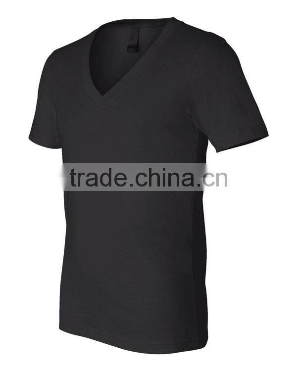 Fashion cheap plain cotton deep v neck t shirts for men