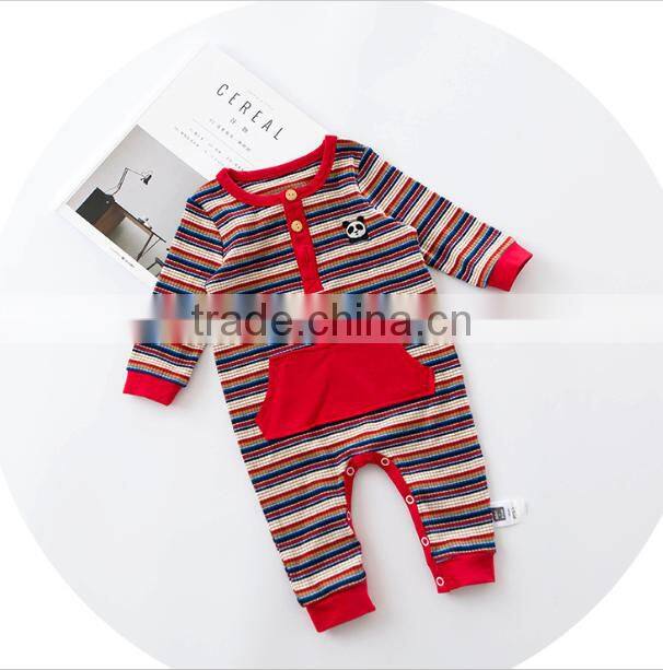 S17710A High quality cotton wholesale baby clothes stripe design baby rompers
