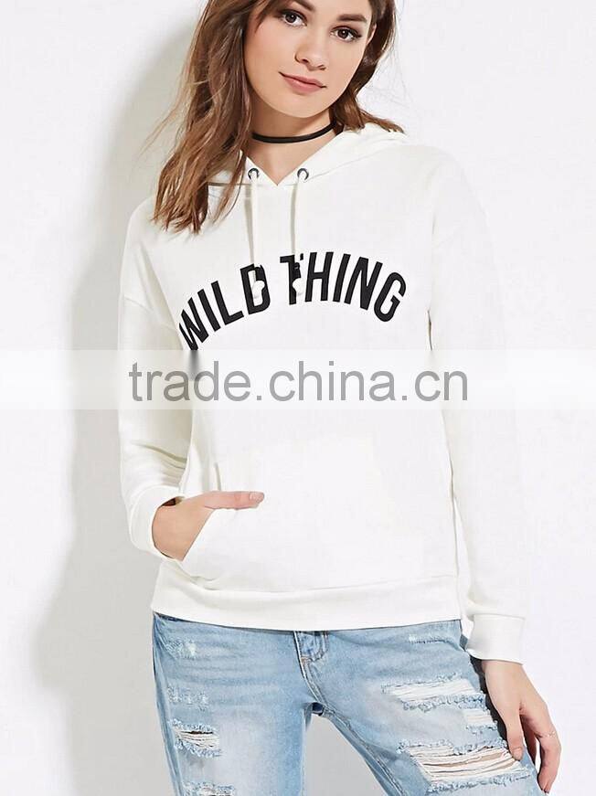100% Cotton long sleeve women plain hoodies wholesale graphic print custom hoodies 2016