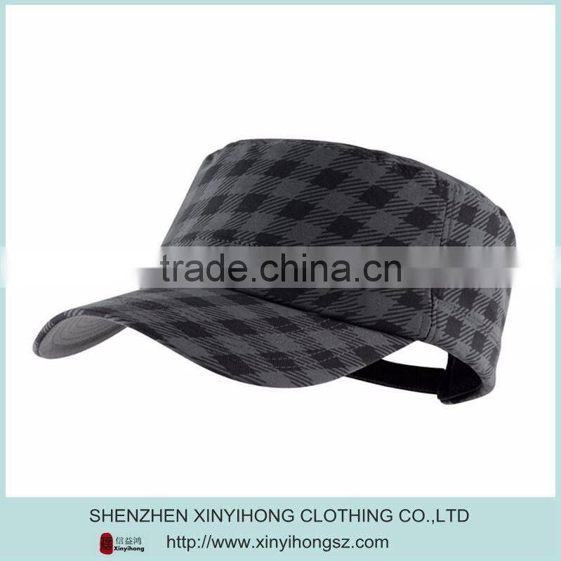 top quality fashion checked pattern golf caps with adjustable hook&loop