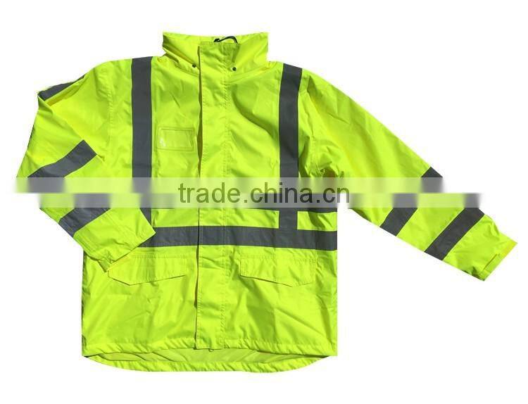 EN343 Safety hi vis coat reflective tapes jacket with ENISO 20471