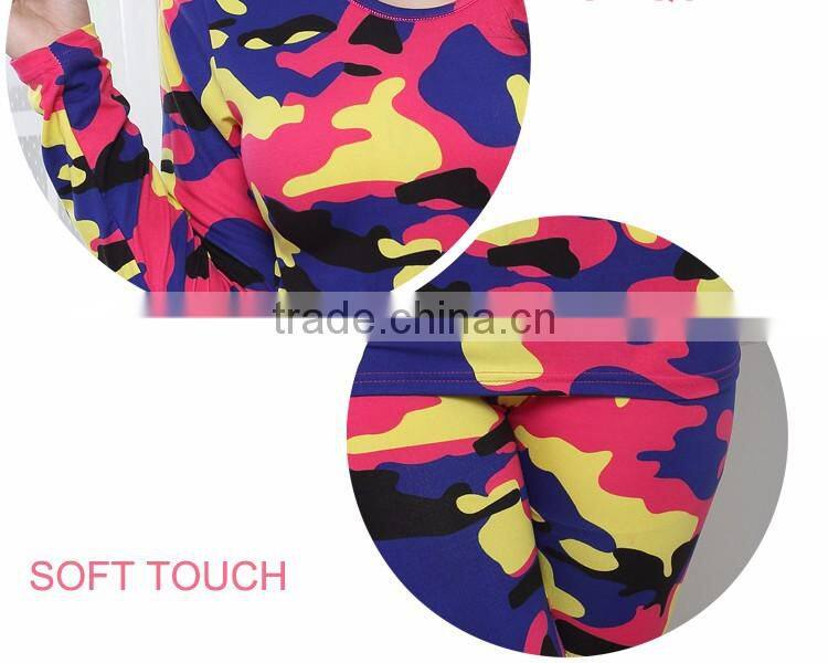 CUSTOM-MADE LADY'S CAMOUFLAGE DESIGN LONG JOHN UNDERWEAR PLUS SIZE THERMAL UNDERWEAR WHOLESALE