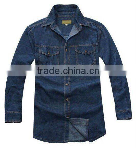2016 Fashionable design High quality 100%Cotton Long sleeve denim shirt for men