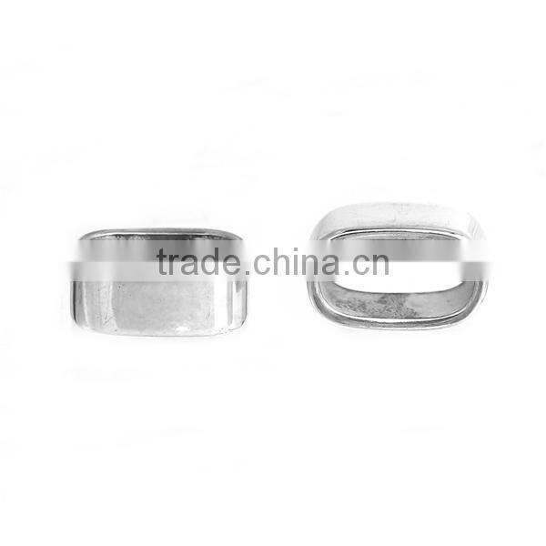 304 Stainless Steel Spacer Beads Oval Silver Tone