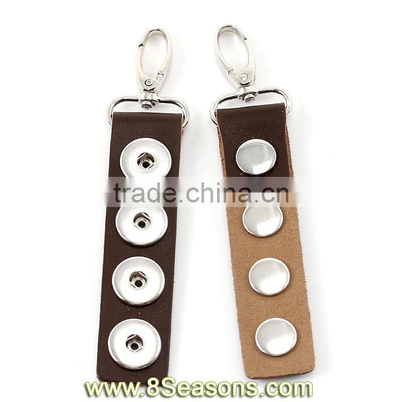 Real Leather Copper Key Chain Coffee W/Lobster Clasp Fit Snap Button,Fashion