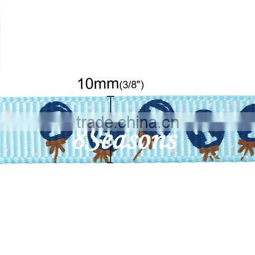 Skyblue Alphabet "Party" Pattern Baby Shower Decoration Terylene Satin Ribbon 10mm