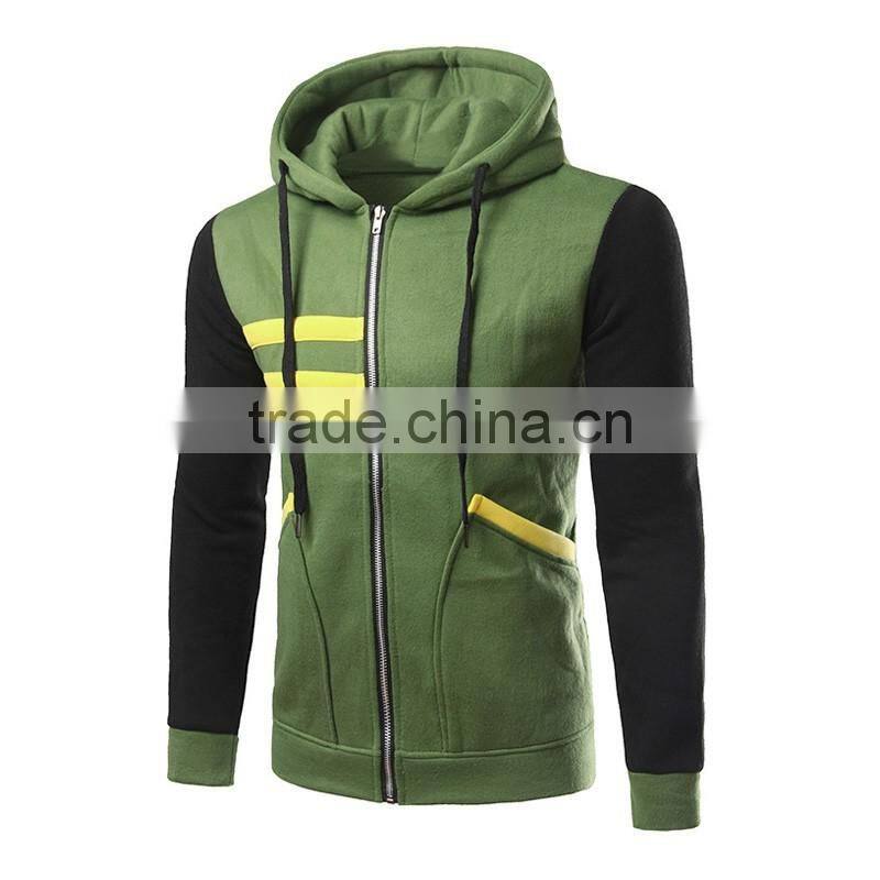 Thick zipper up warm cotton fleece hoodies for men