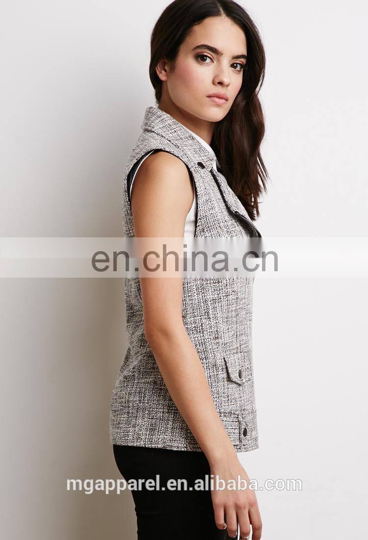 New arrival ladies office wear clothing off-center zippered front women vest