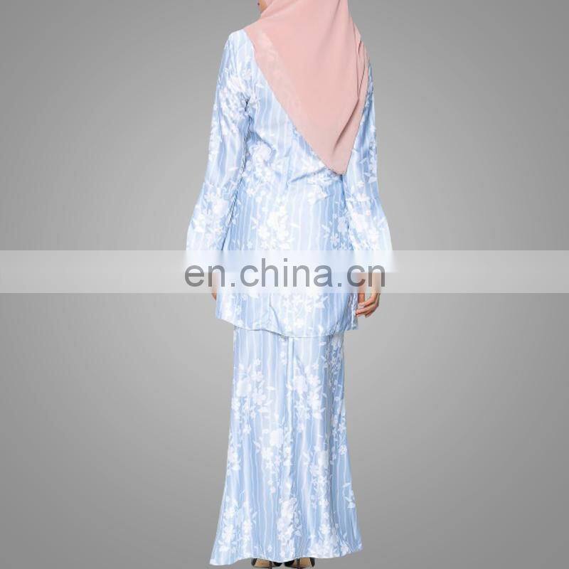 Elegant Malaysia Women Wear Latest Fashion Abaya Designs Baju Kurung Attractive Printing Suit Online