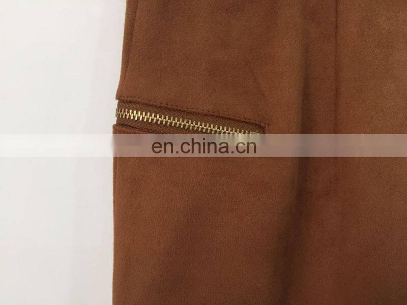 The new spring and summer 2017 composite faux suede zipper skirts