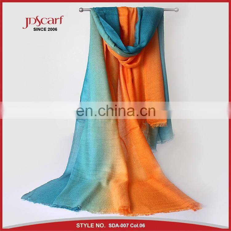 colourful thin fashion pashmina scarf gradient color acrylic scarf