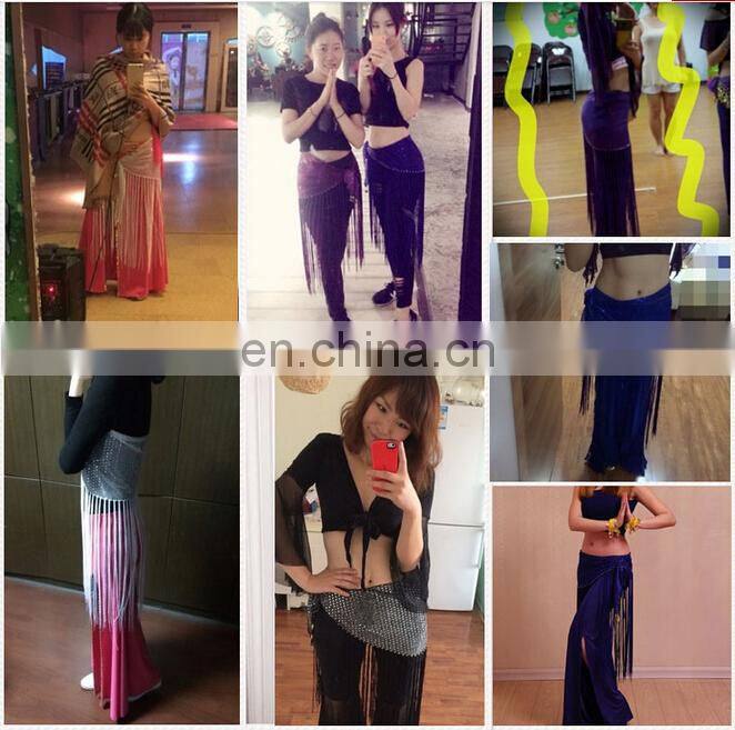 Egyptian multy colors shiny fabric fringe tassel belly dance hip scarf Y-2013#