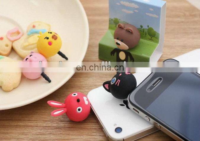 cheap cut dog haped earphone plug,Fashion earphone Dust Plug ,promotional cartoon earphone plug