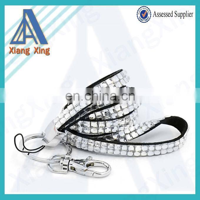 Leather vertical rhinestone diamante badge holder