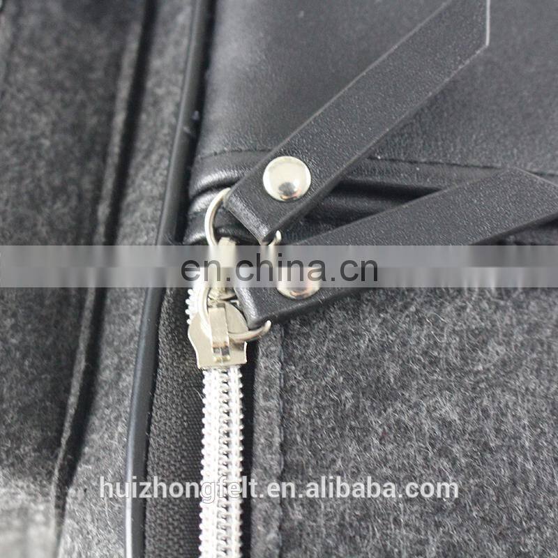 Custom fashion laptop felt backpack with leather shoulder strap