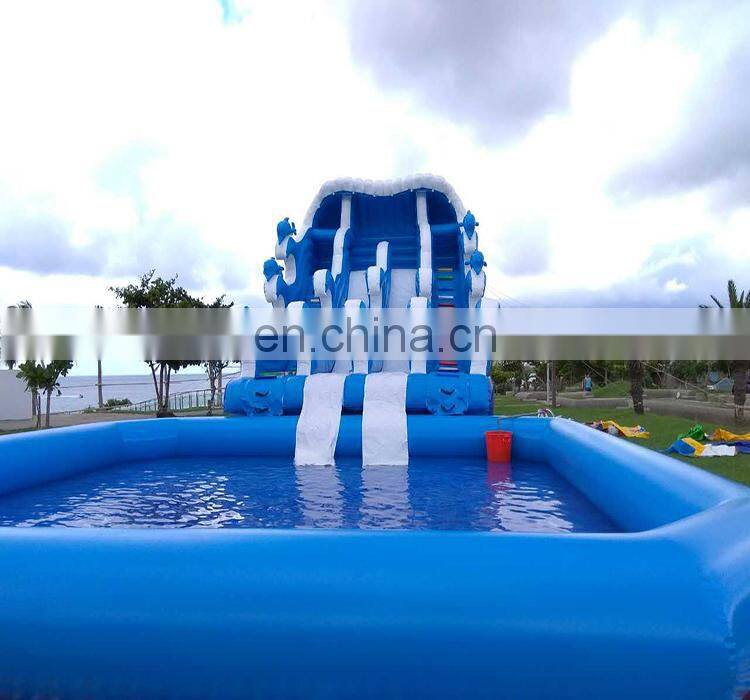 Giant inflatable pool slide/tropical inflatable water slide with pool for kids and adults