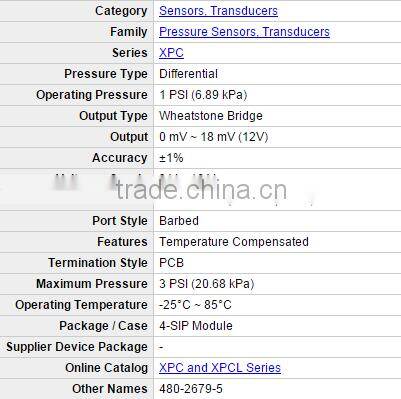 (New and original)IC Components parts XPC01DTC Pressure Sensors Transducers transmitter XPC SENSOR DIFF VACUUM GAUGE 1PSI