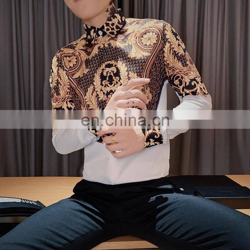 Clothing manufacturers wholesale men's new casual 3D printing cardigan personality long-sleeved lapel shirt