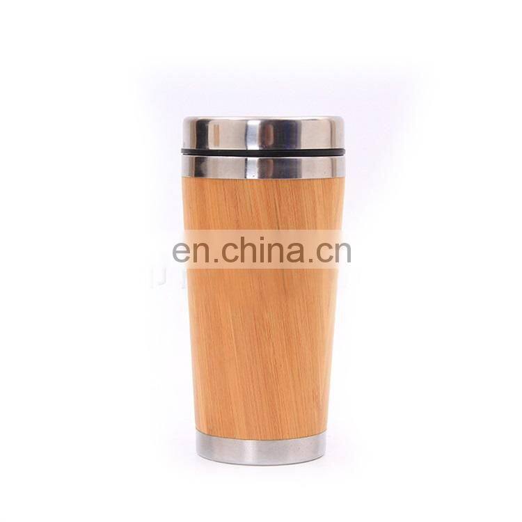 Bamboo 450ml Mug Coffee Cup Stainless Steel Thermo With Lid