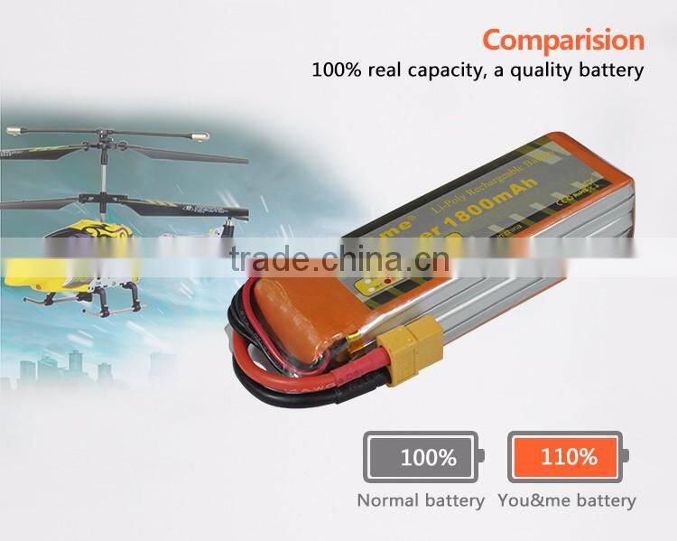 You&Me 4S 14.8V 1800mAh 25C Rechargeable Lithium Polymer Battery For Quadcopters RC Models