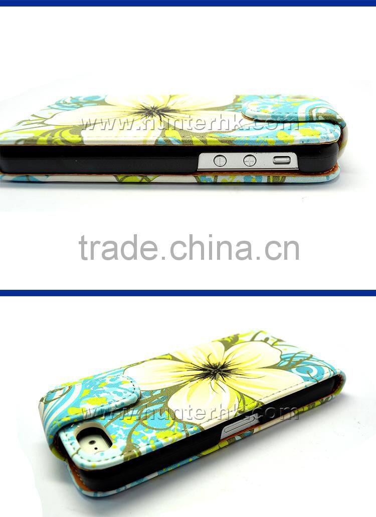 Printable Top Open Flip Leather Case For iphone5C
