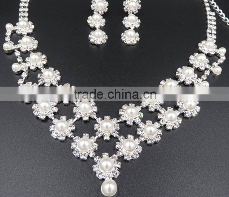 2016 beads jewelry set bridal diamond beads exquisite necklace earring set