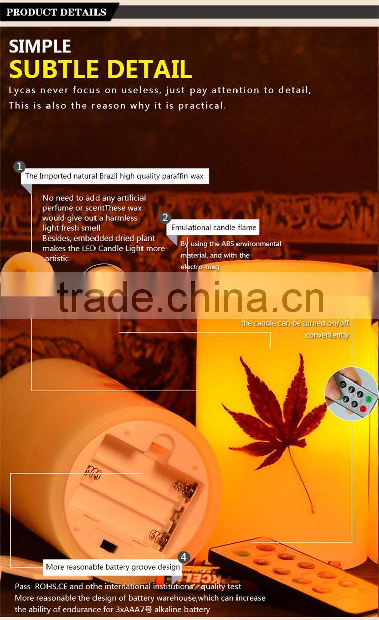 Embedded maple and flower flameless led candle light