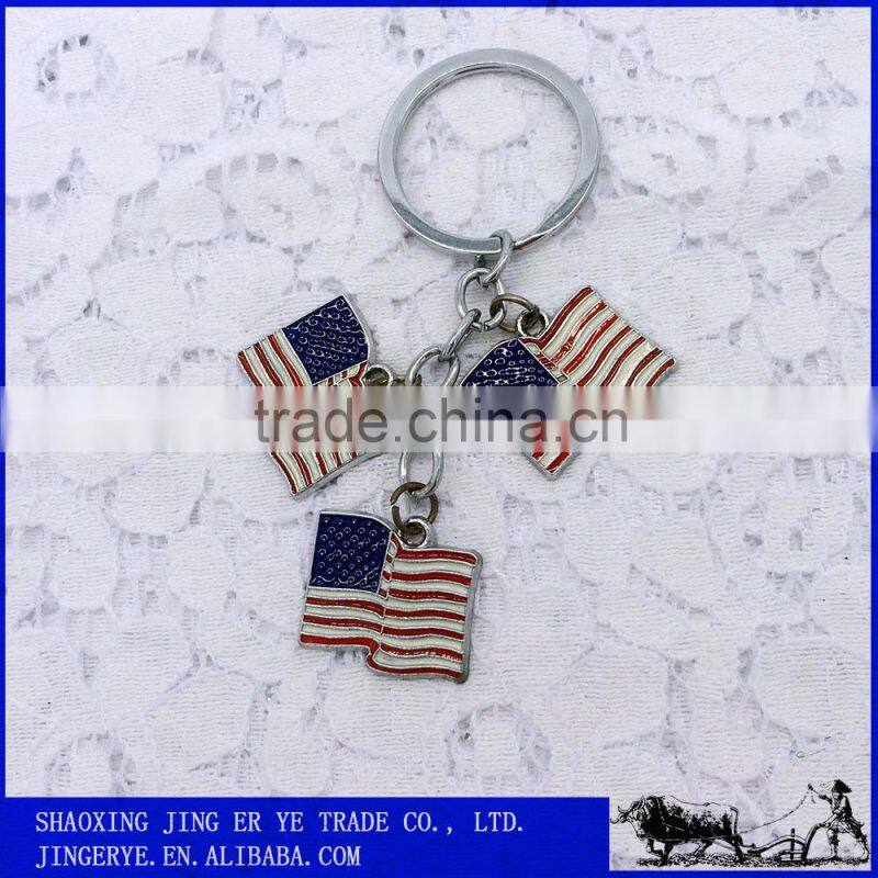 Hot selling wholesale zinc alloy America flag design custom metal keychain