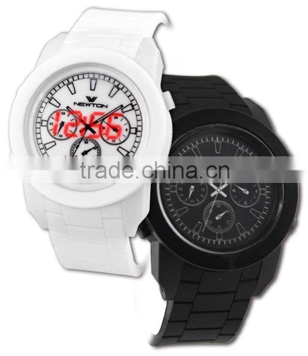 JL474 Limited edition stainless steel case back digital silicone bracelet watch