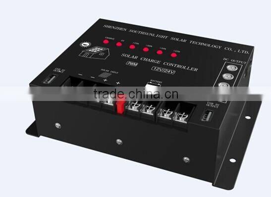 Factory supplier 12V/24V solar charge controller with USB output, pwm solar charge controller manual, 30A/50A solar charger cont