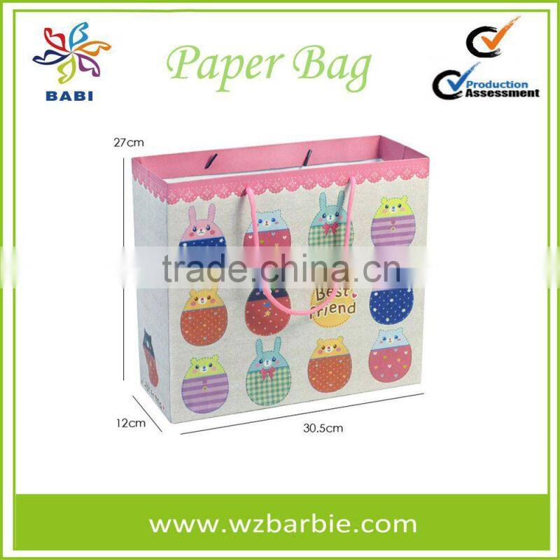 Lovely Animal Recycable Paper Shopping Bag With Handle