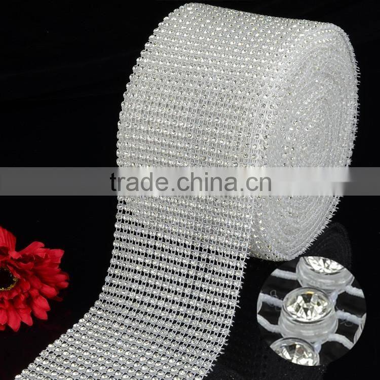 Rhinestone Trims with 10 yards in Plastic Ribbon, Fashion Elastic Stretch Rhinestone Trimming Rolls Sheets for Party Decoration