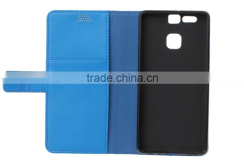 with Card Slot Photo Frame Holder Flip Case for Huawei P9 Litchi Grain PU Leather Wallet Cover MMT MT-5670